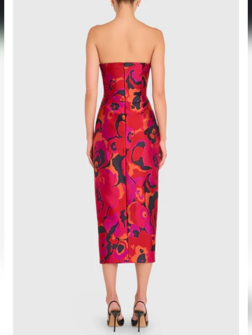 NWT Amanda Uprichard Ivy Structured Strapless Midi in Floral Pink/Multi - Sz XS - Picture 5 of 9